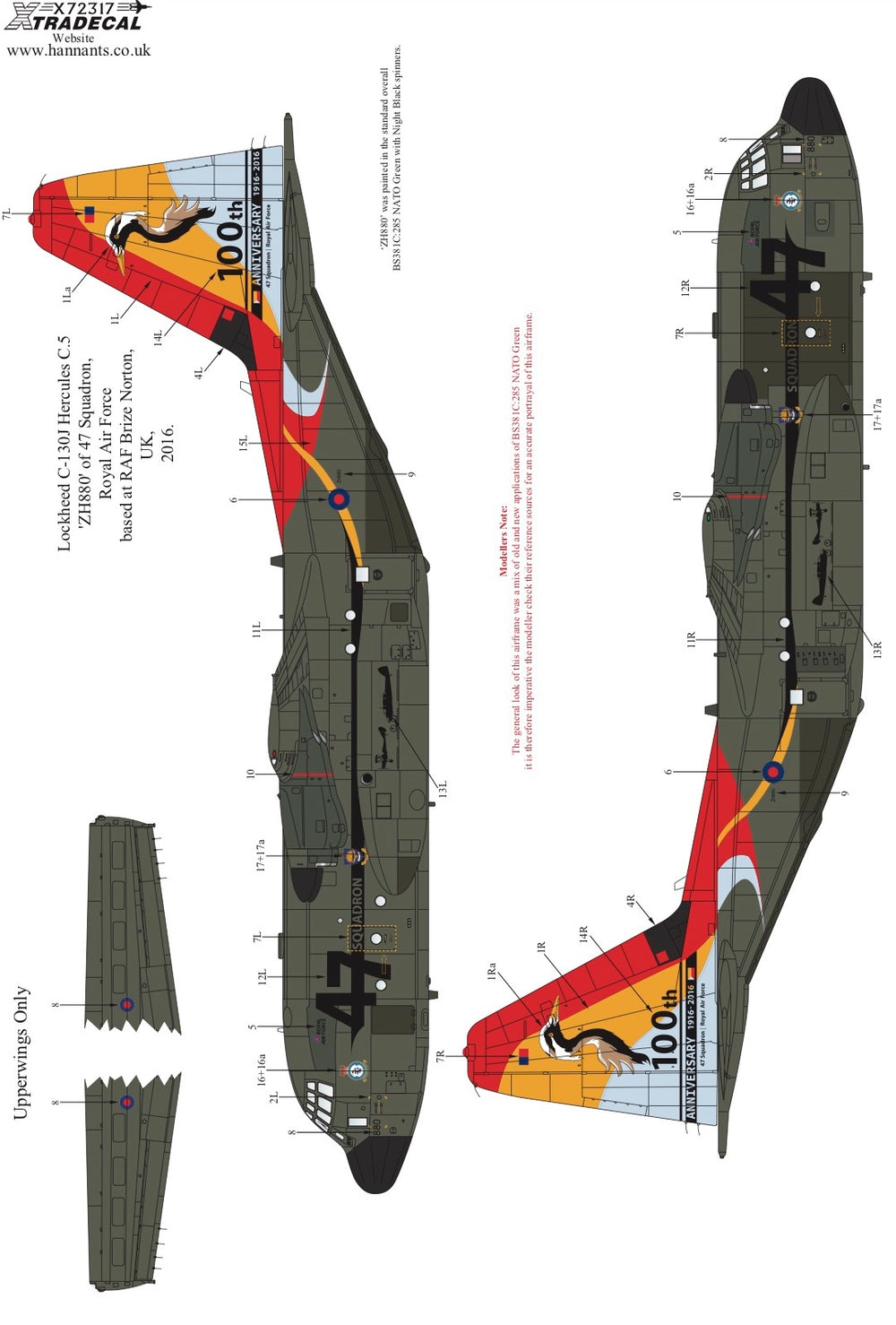 Xtradecal X72317 1:72 RAF Lockheed C-130J Hercules C.5 Special Schemes Pt2