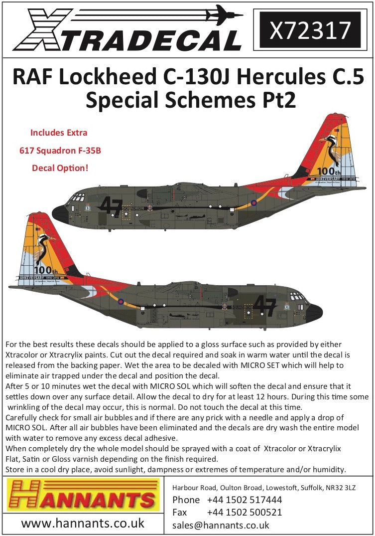 Xtradecal X72317 1:72 RAF Lockheed C-130J Hercules C.5 Special Schemes Pt2