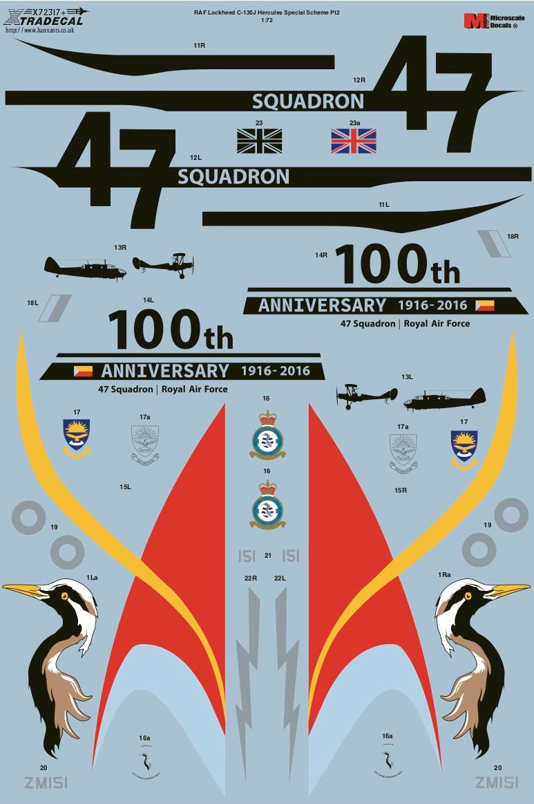 Xtradecal X72317 1:72 RAF Lockheed C-130J Hercules C.5 Special Schemes Pt2