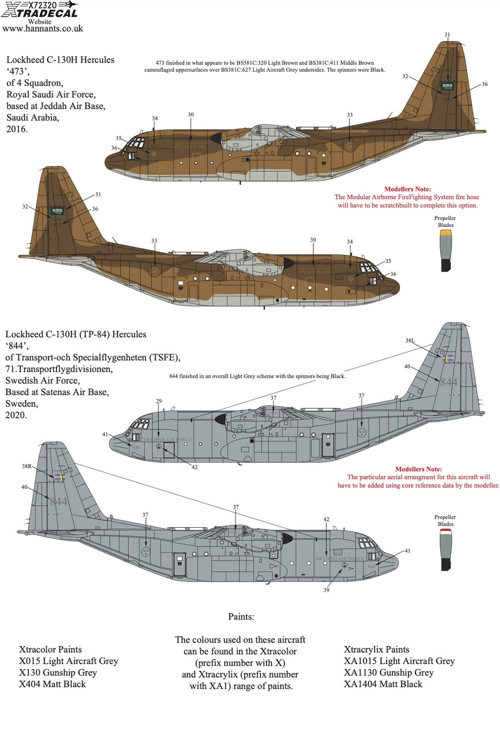 Xtradecal X72320 1:72 Lockheed C-130H Hercules