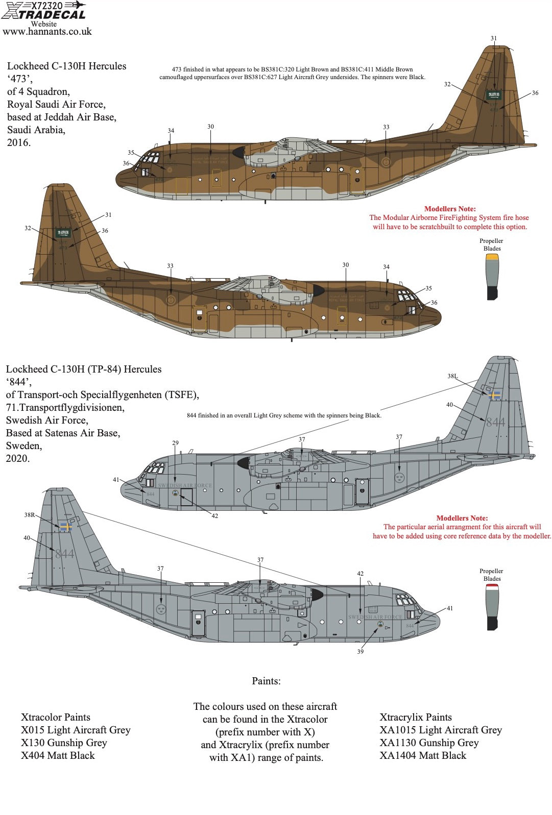 Xtradecal X72320 1:72 Lockheed C-130H Hercules