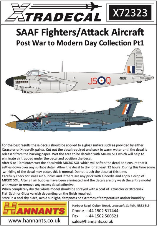 Xtradecal X72323 SAAF Fighters Post War to Modern Collection Pt 1 1:72