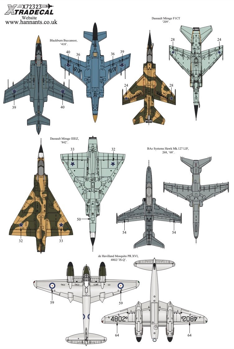 Xtradecal X72323 SAAF Fighters Post War to Modern Collection Pt 1 1:72