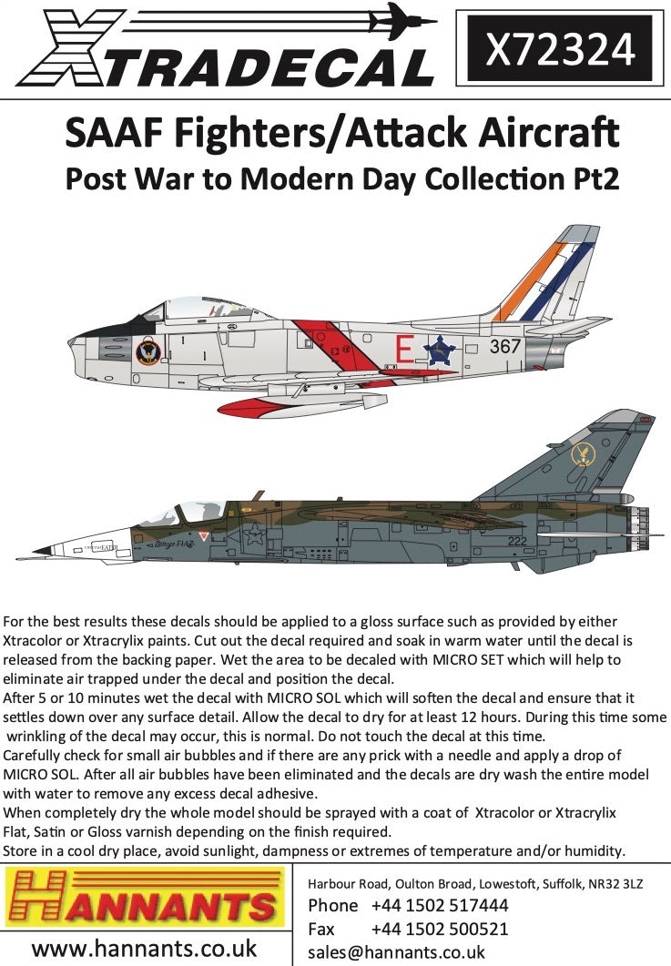 Xtradecal X72324 SAAF Fighters Post War to Modern Collection Pt 2 1:72