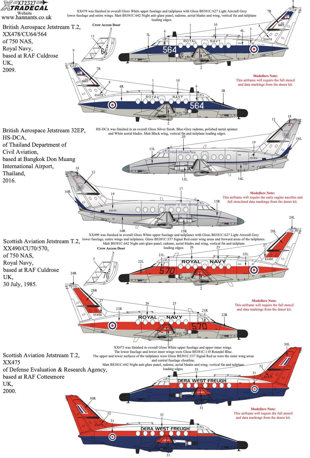 Xtradecal X72327 1:72 BAe Jetstream Collection