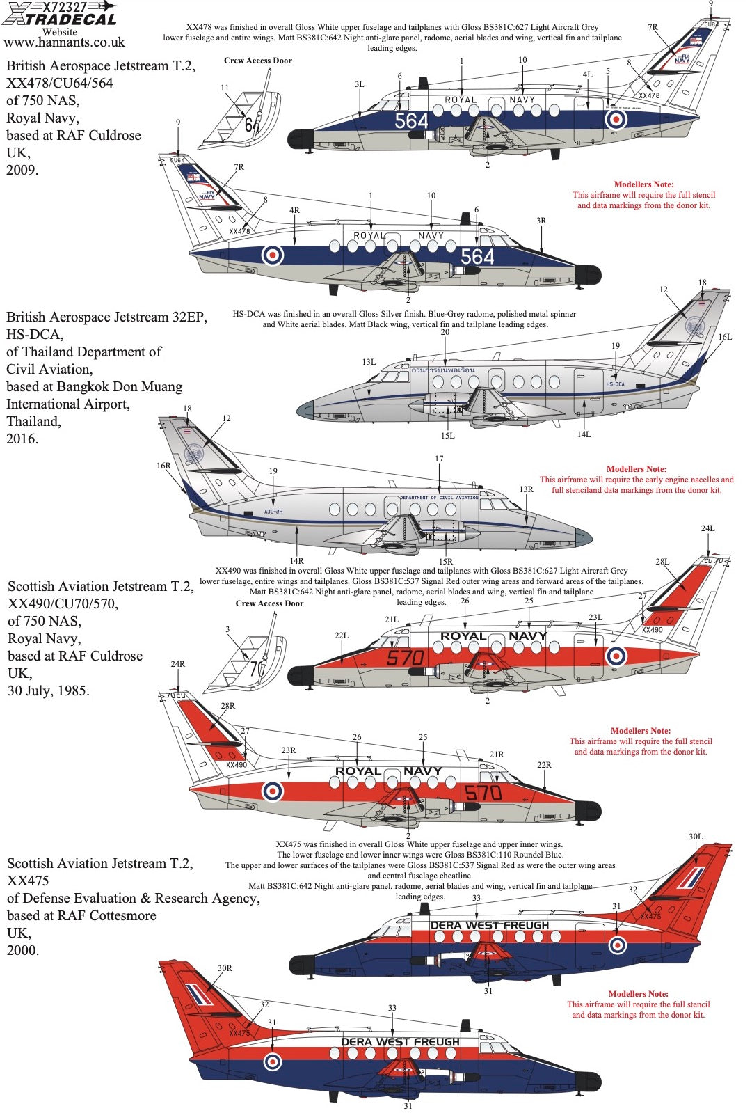 Xtradecal X72327 1:72 BAe Jetstream Collection