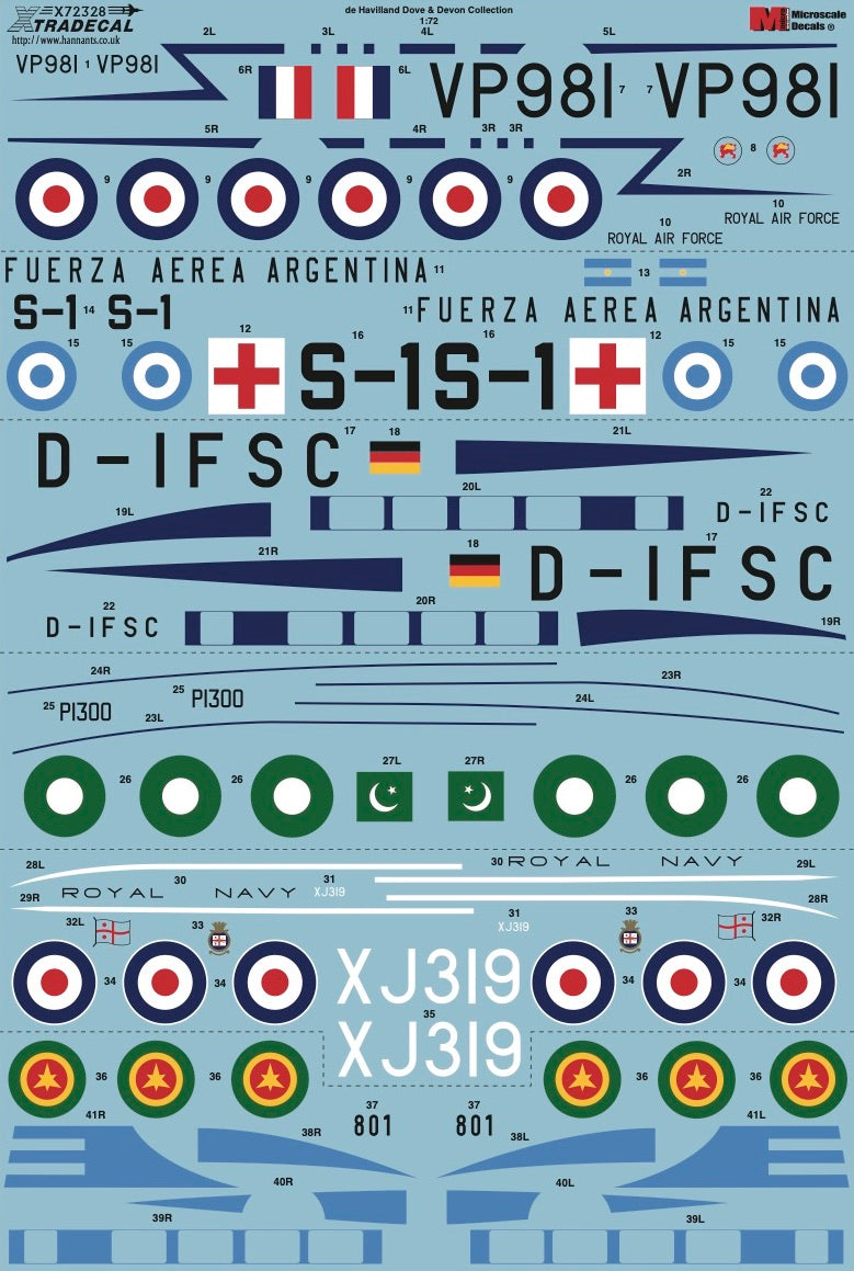 Xtradecal X72328 1:72 de Havilland Dove & Devon Collection