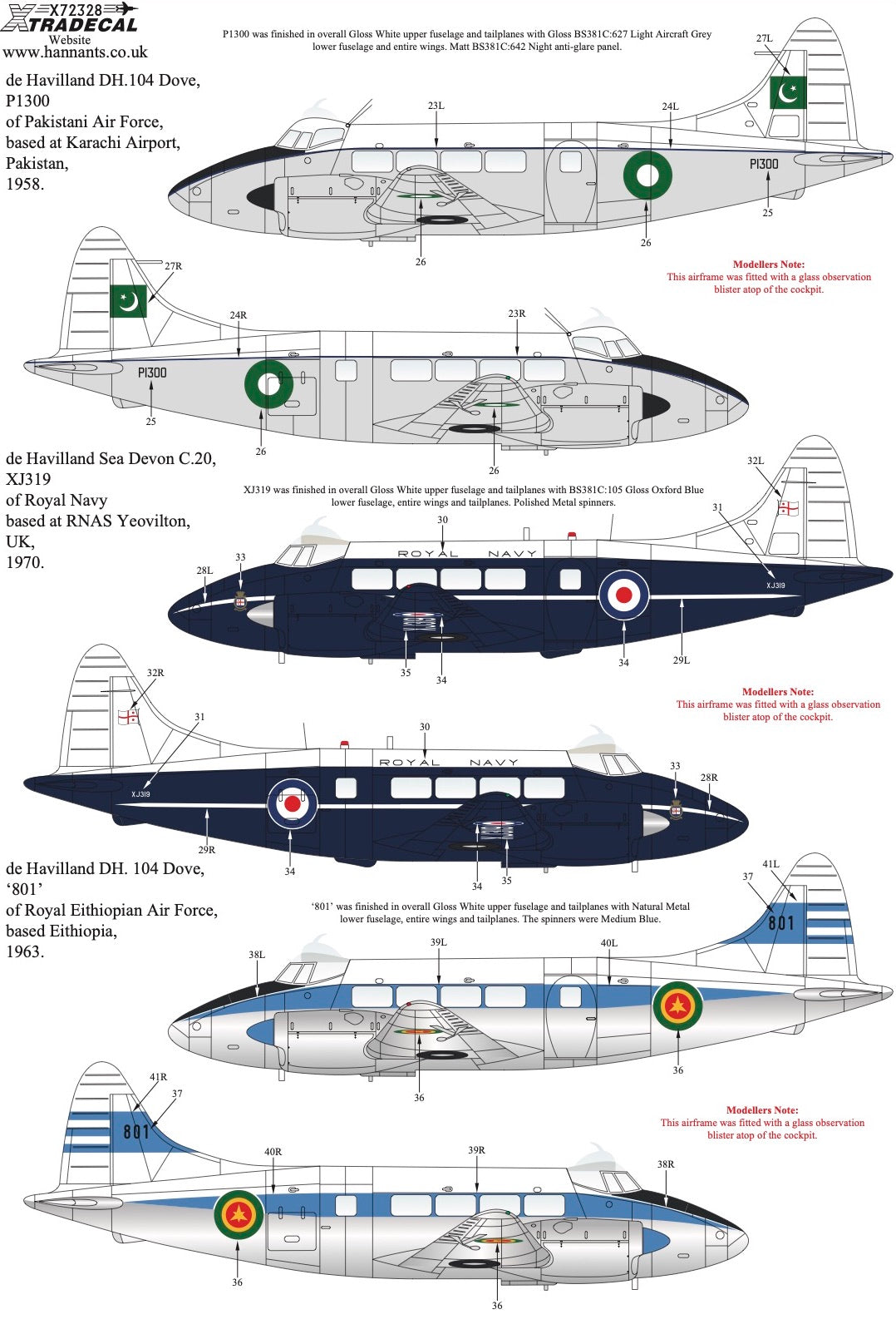 Xtradecal X72328 1:72 de Havilland Dove & Devon Collection