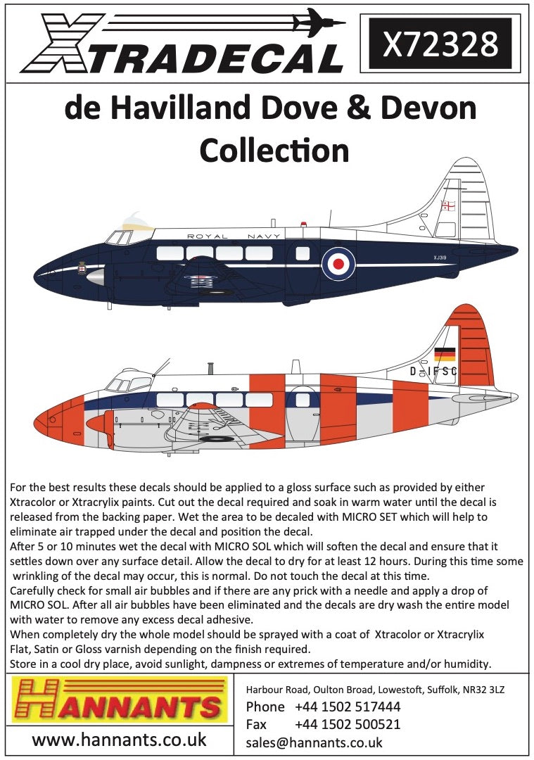 Xtradecal X72328 1:72 de Havilland Dove & Devon Collection