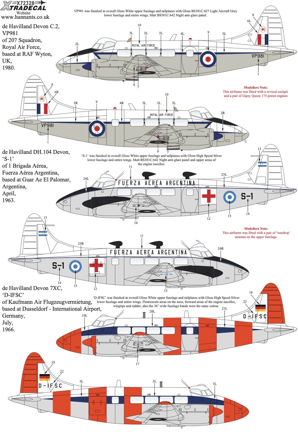 Xtradecal X72328 1:72 de Havilland Dove & Devon Collection