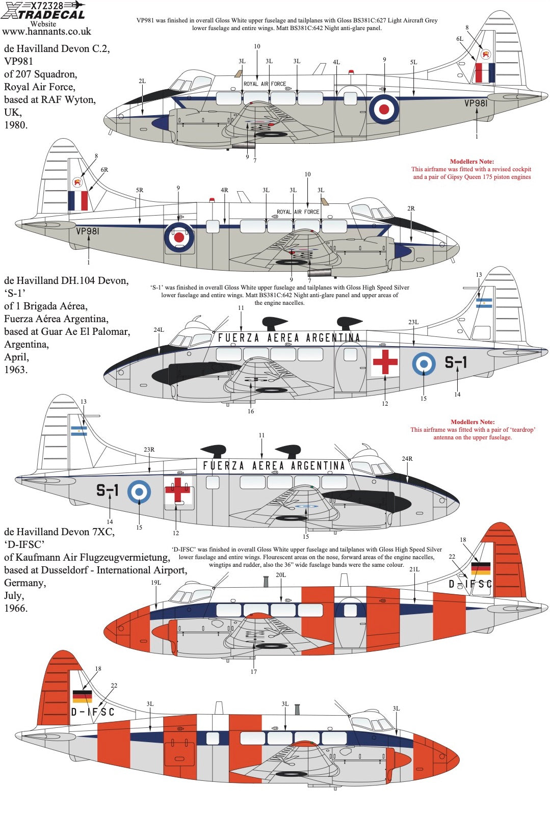 Xtradecal X72328 1:72 de Havilland Dove & Devon Collection