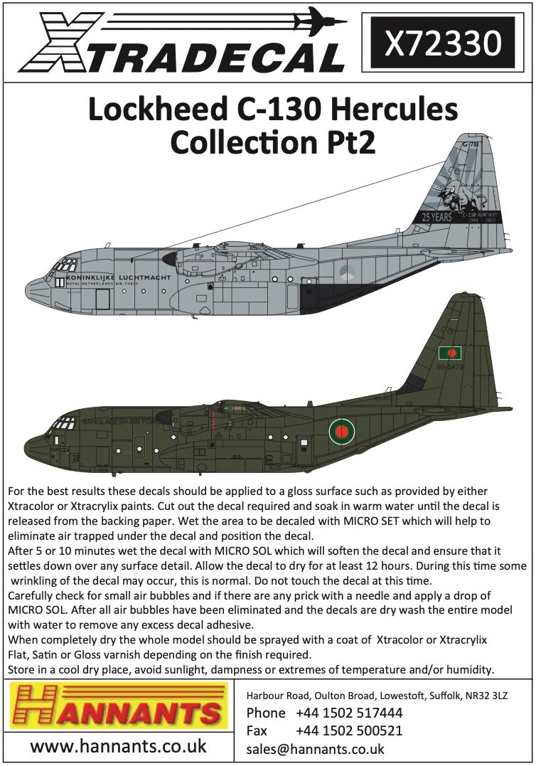 Xtradecal X72330 1:72 Lockheed C-130 Hercules Collection Pt2