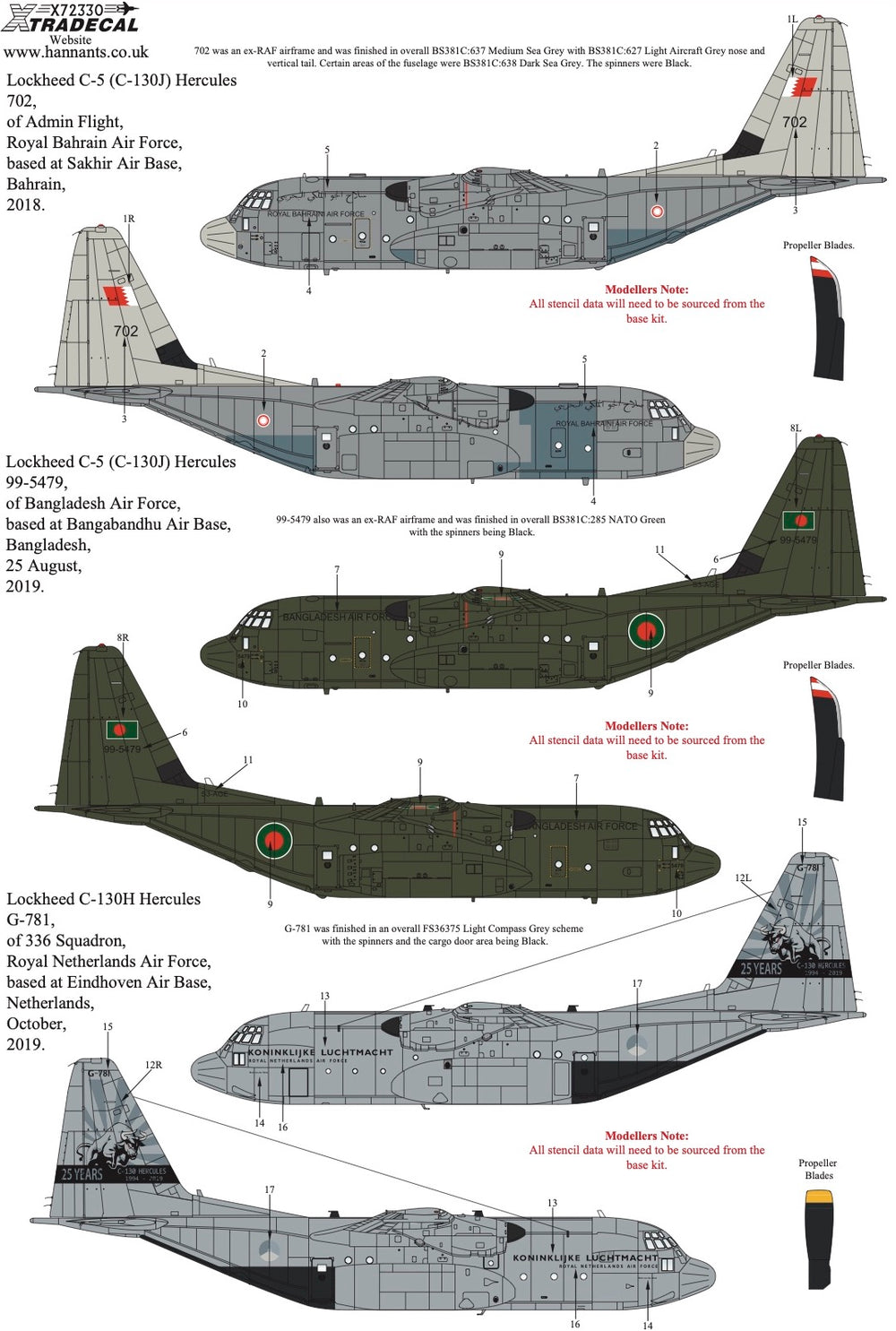 Xtradecal X72330 1:72 Lockheed C-130 Hercules Collection Pt2