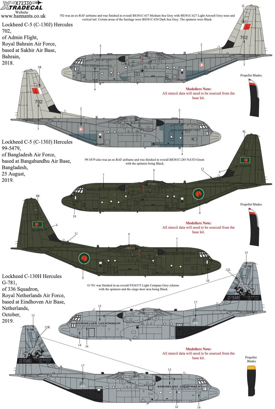 Xtradecal X72330 1:72 Lockheed C-130 Hercules Collection Pt2