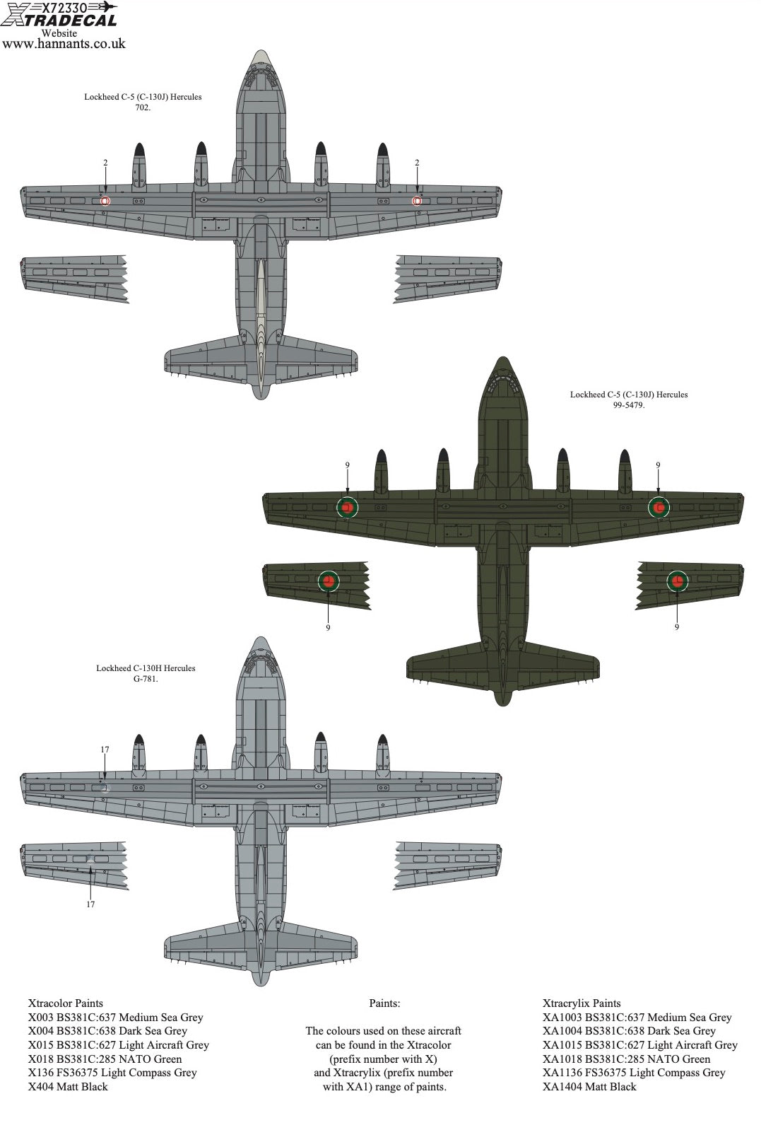 Xtradecal X72330 1:72 Lockheed C-130 Hercules Collection Pt2
