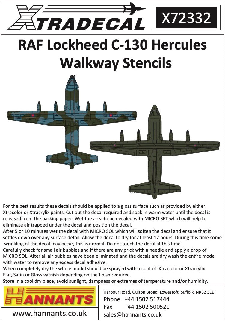Xtradecal X72332 1:72 RAF Lockheed C-130 Hercules Walkway Stencils