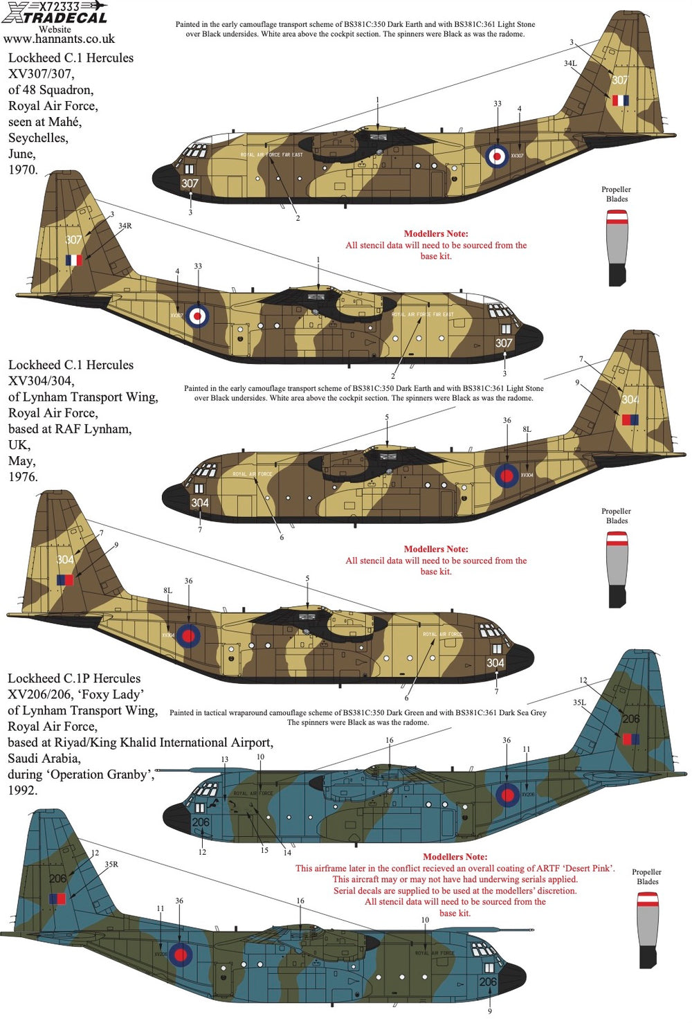 Xtradecal X72333 1:72 RAF Lockheed C-130 Hercules Collection