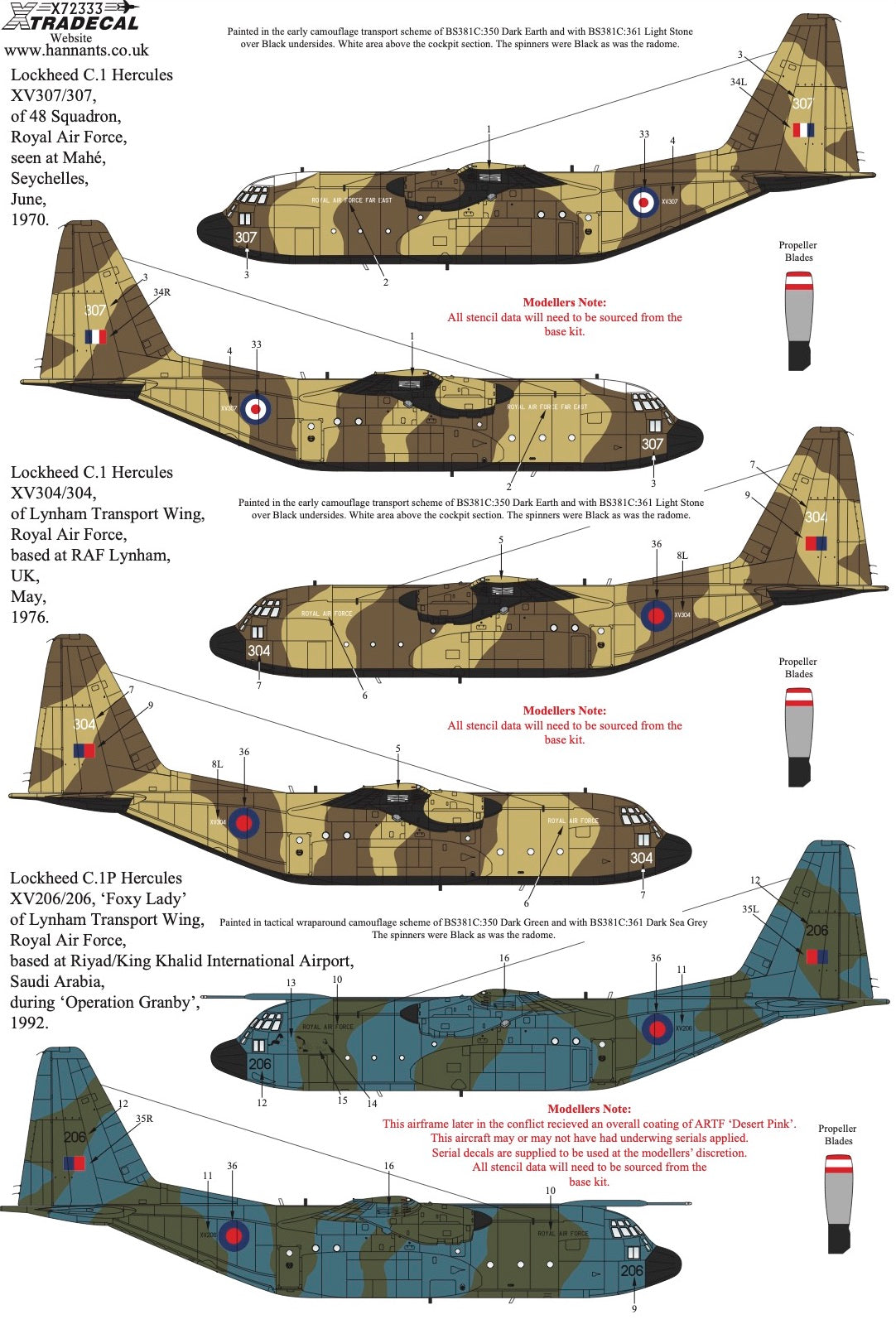Xtradecal X72333 1:72 RAF Lockheed C-130 Hercules Collection