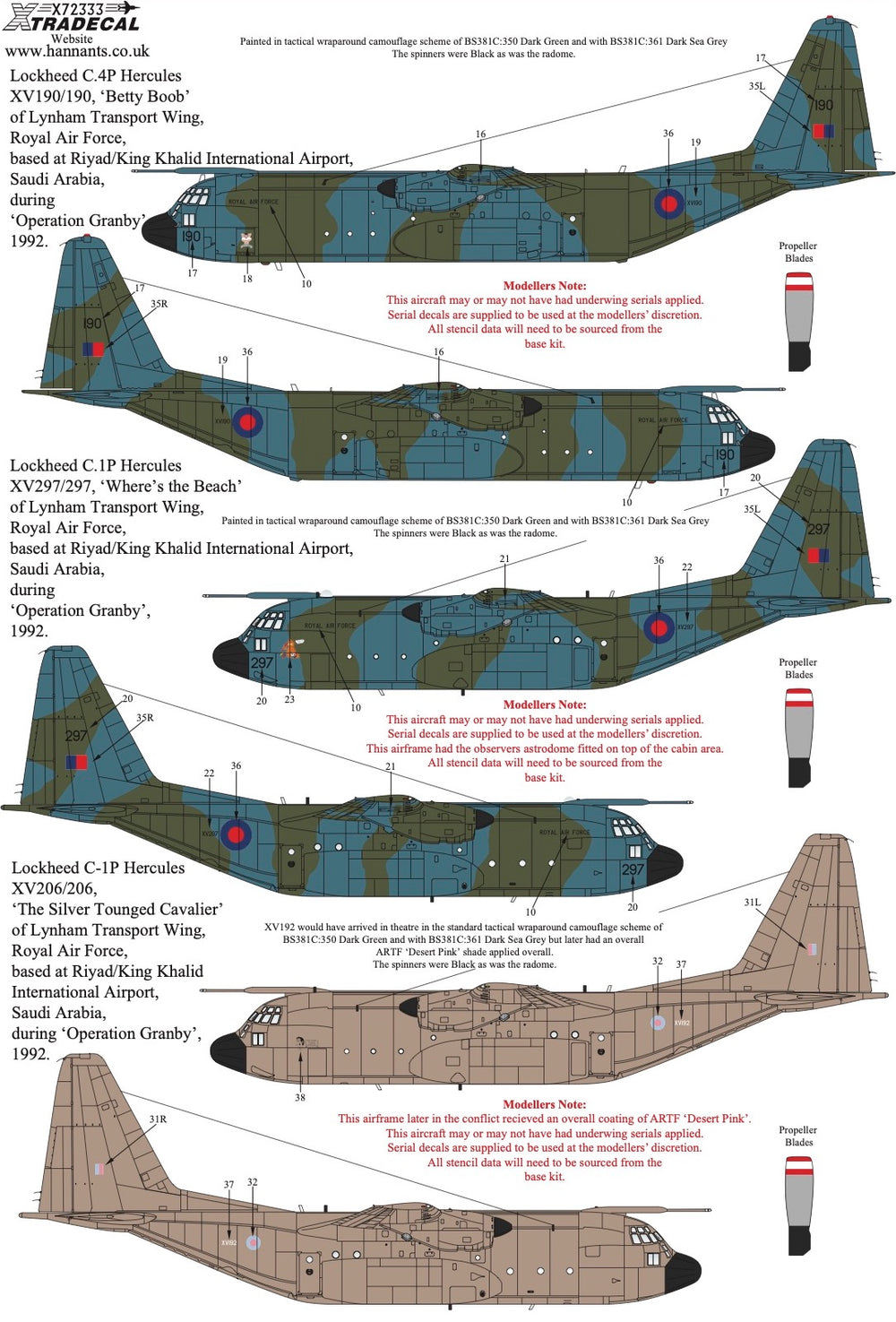 Xtradecal X72333 1:72 RAF Lockheed C-130 Hercules Collection