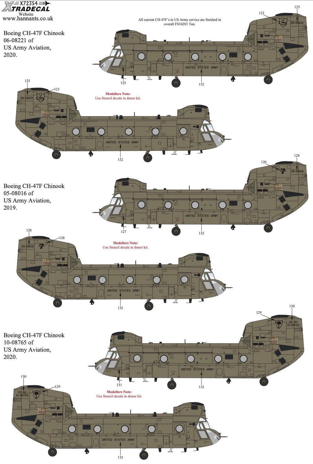 Xtradecal X72356 1:72 Boeing CH-47F Chinook In US Army Aviation Service