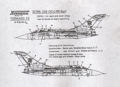 Xtradecal XFSM2 1:72 Panavia Tornado F.3 1916 1991 75 Years LXV