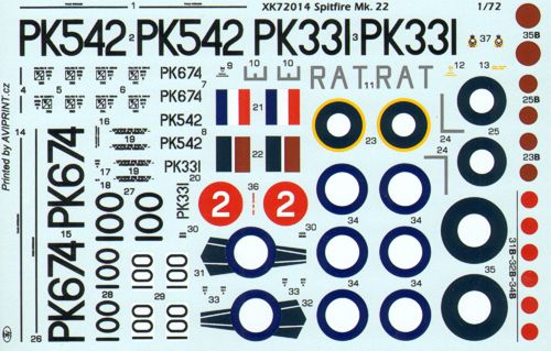 Xtrakit (SH) XK72014 1:72 Supermarine Spitfire Mk.22