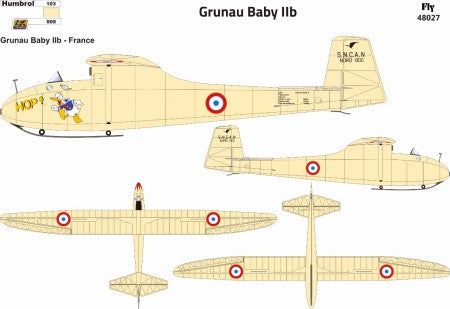FLY YLF48027 Grunau Baby IIB Decals France 1:48