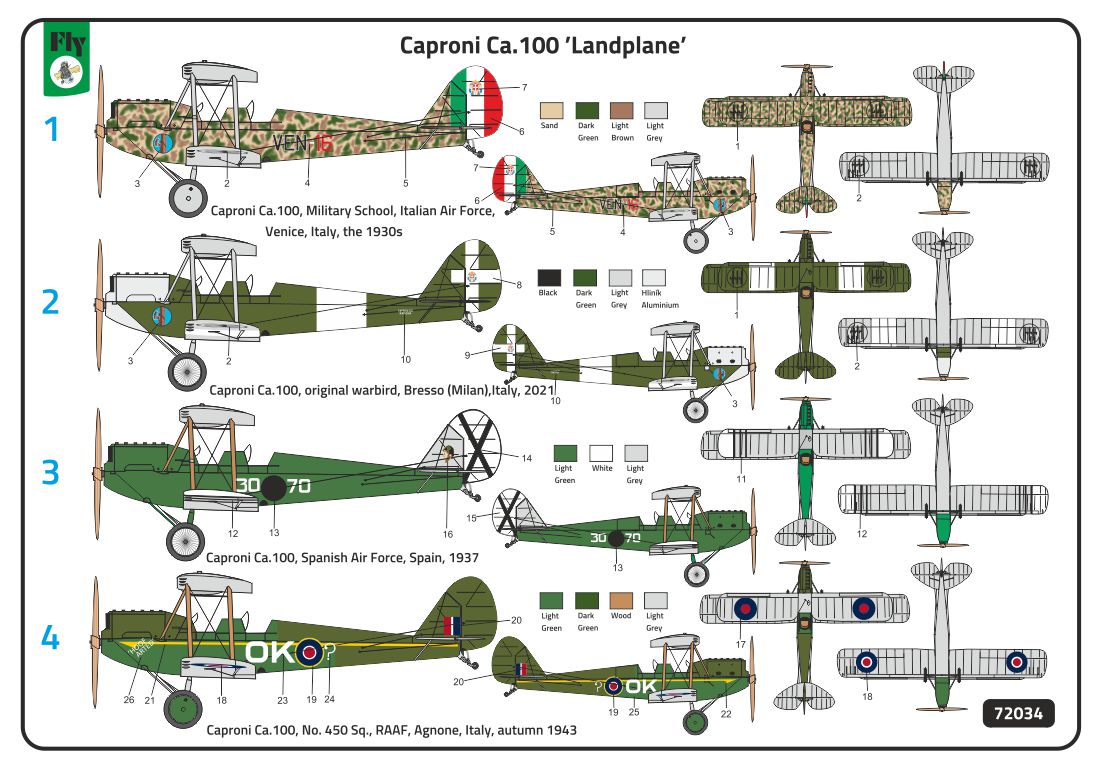 FLY YLF72034 1:72 Caproni Ca.100 'Landplane' I-M model I-M clear parts p/e parts