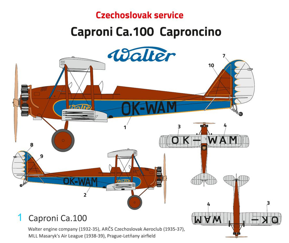 FLY YLF72036 1:72 Caproni Ca.100 Caproncino Italian Training aircraft OK-WAM