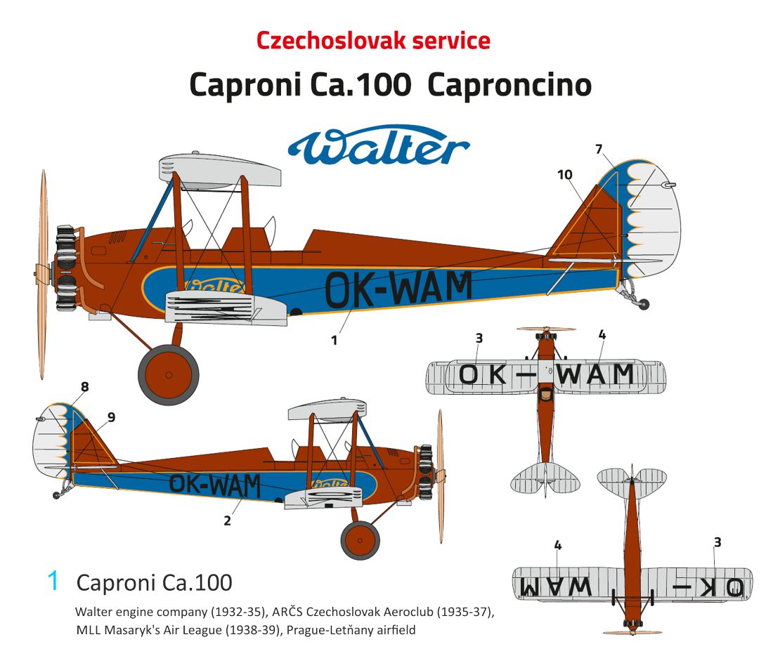 FLY YLF72036 1:72 Caproni Ca.100 Caproncino Italian Training aircraft OK-WAM