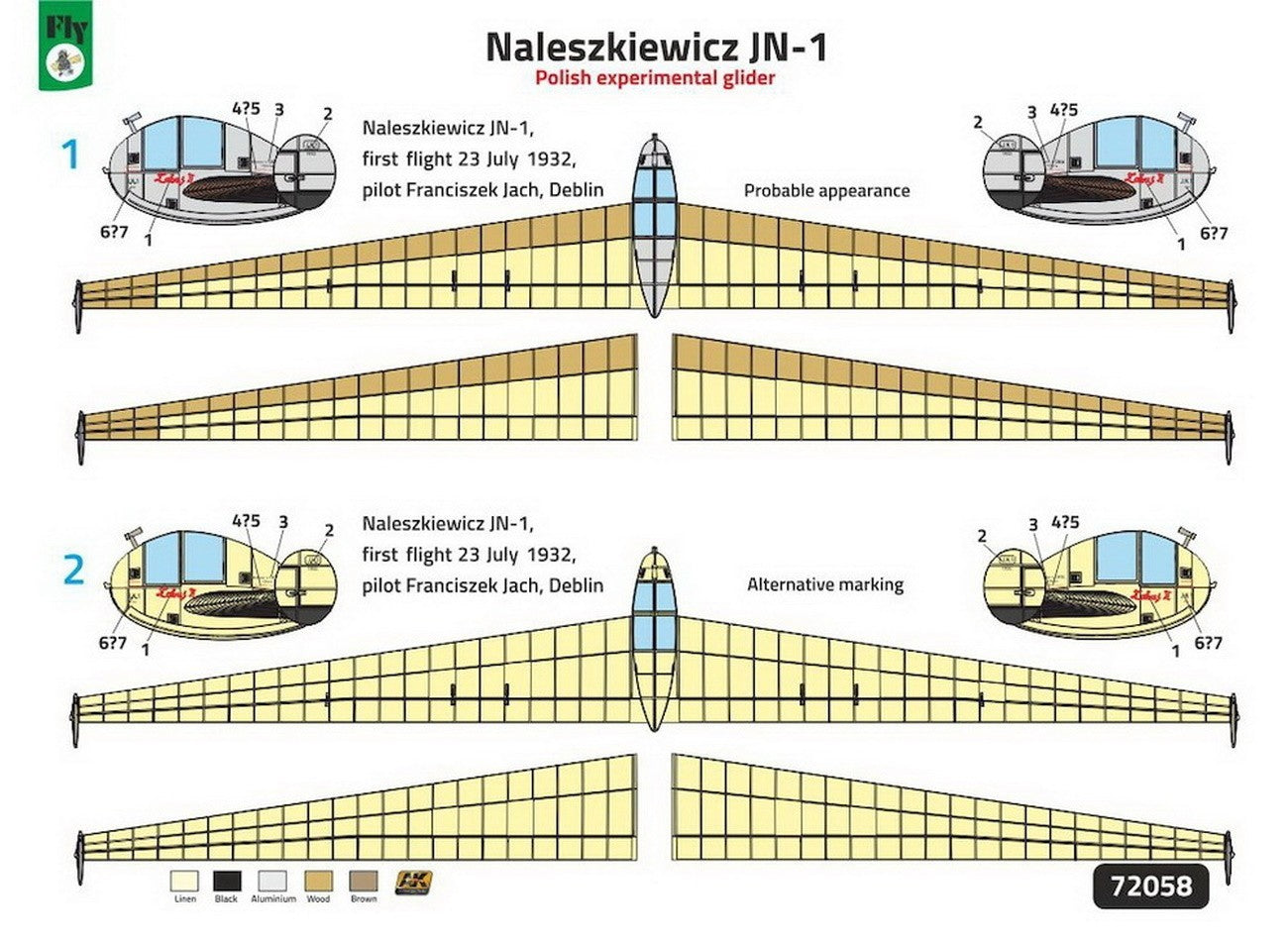 FLY YLF72058 Naleszkiewicz JN-1 Experimental Tailless Glider 1:72