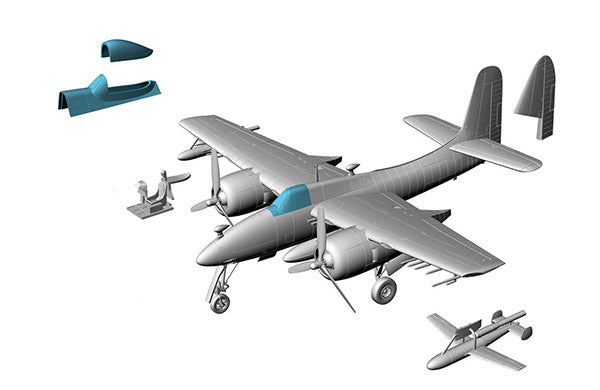 FLY YLF72066 1:72 Grumman F7F-2D Tigercat drone control