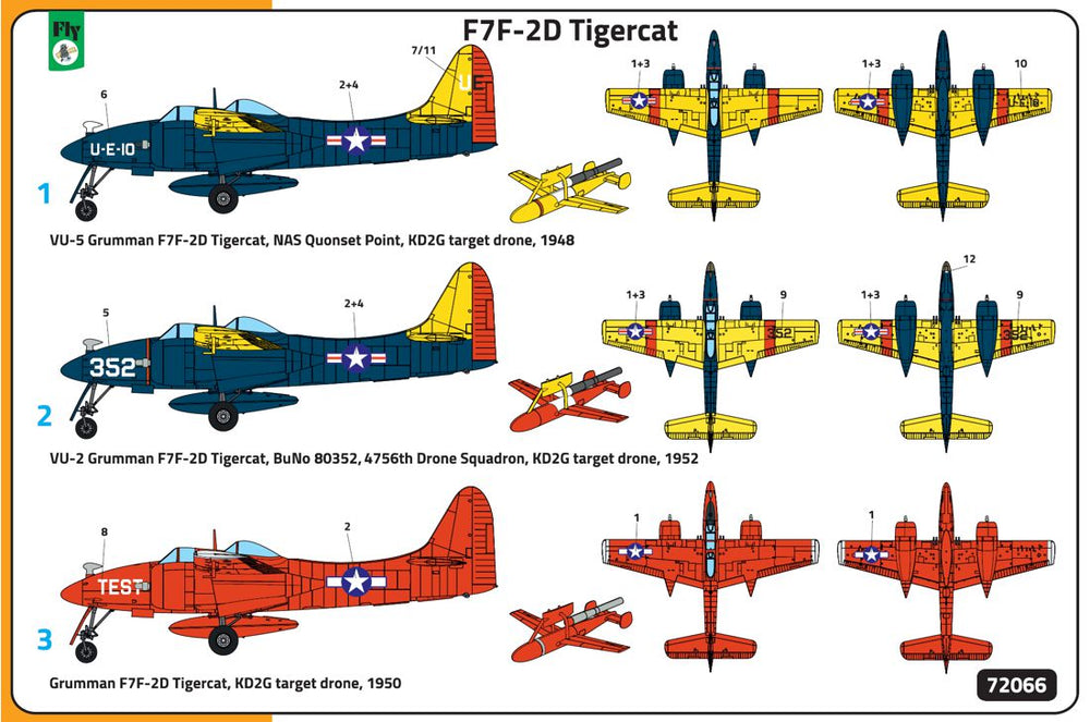 FLY YLF72066 1:72 Grumman F7F-2D Tigercat drone control