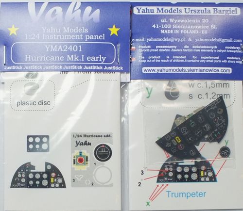 Yahu Models YMA2401 1:24 Hawker Hurricane Mk.I Photoetched instrument panels