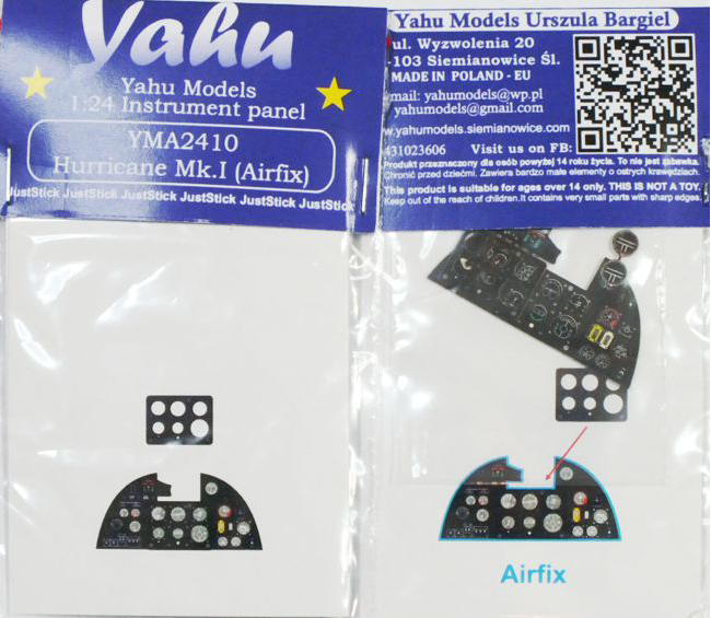 Yahu Models YMA2410 1:24 Hawker Hurricane Mk.I Photoetched instrument panels