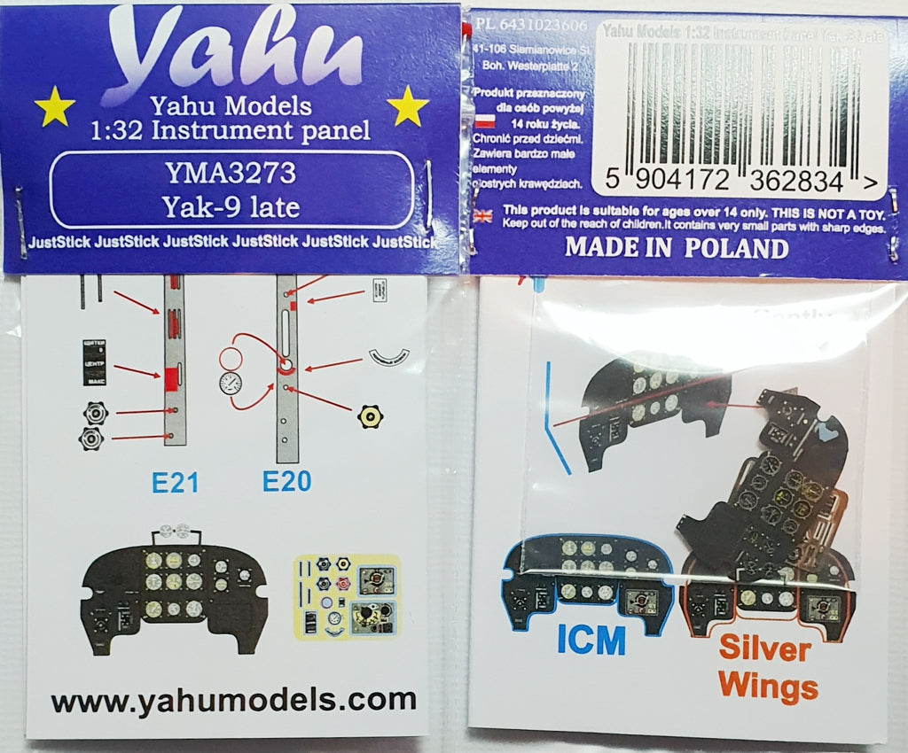 Yahu Models YMA3273 1:32 Yakovlev Yak-9 instrument panel