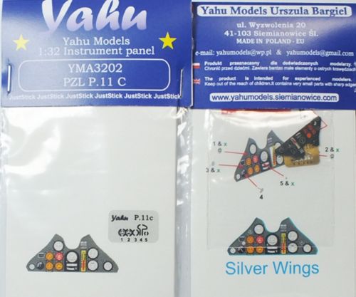 Yahu Models YMA3202 1:32 PZL P.11 Photoetched instrument panels