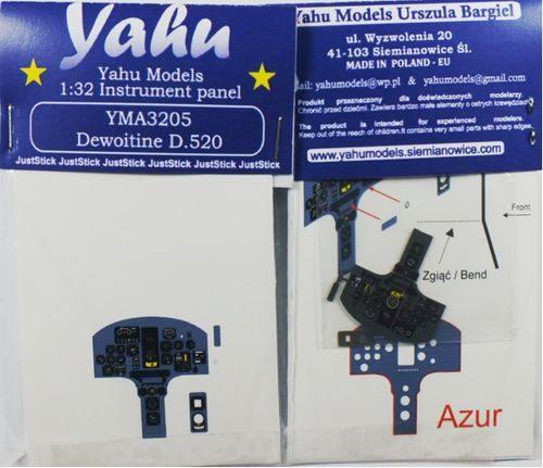 Yahu Models YMA3205 1:32 Dewoitine D.520 Photoetched instrument panels
