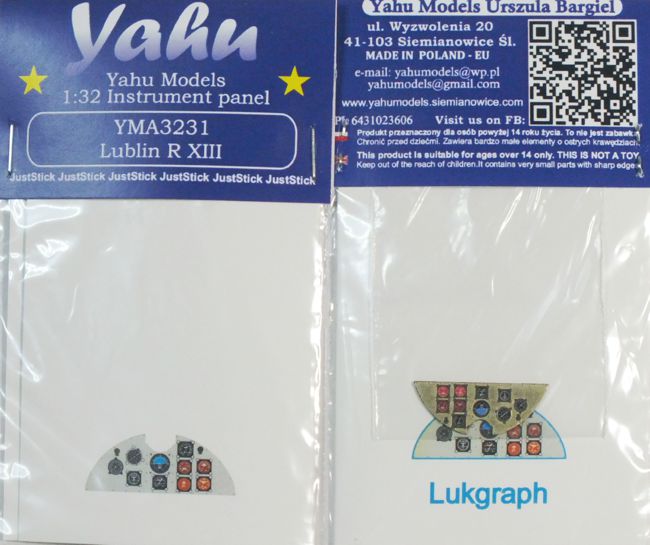 Yahu Models YMA3231 1:32 Lublin R-XIIID Photoetched instrument panels