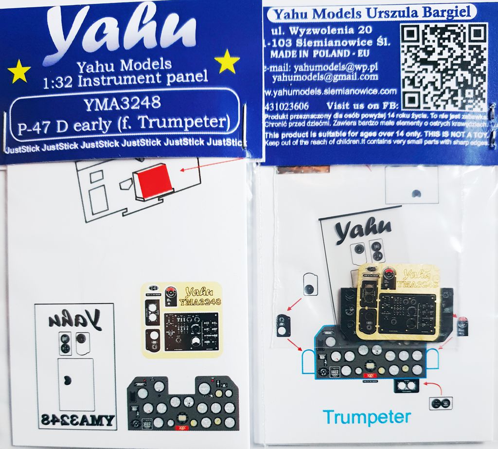 Yahu Models YMA3248 1:32 Republic P-47D Thunderbolt Early instrument panel