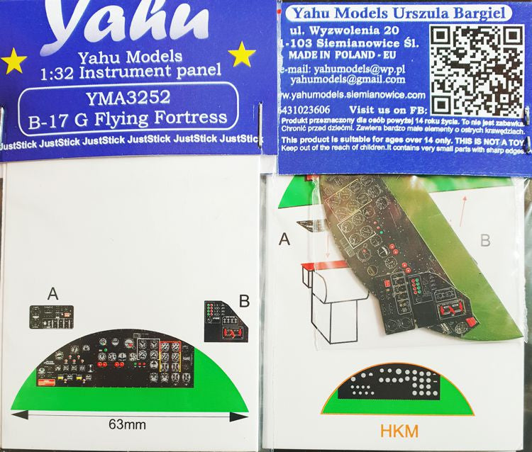 Yahu Models YMA3252 1:32 Boeing B-17G Flying Fortress PE Instr.