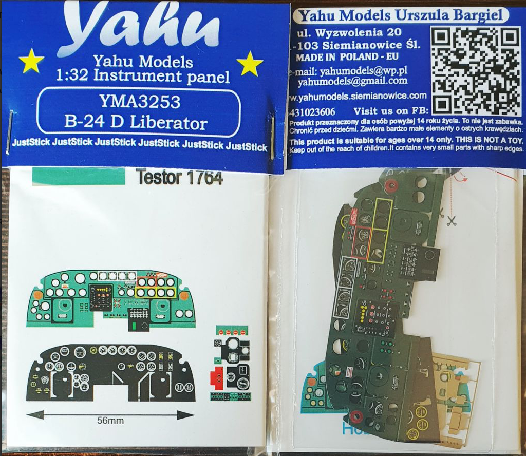 Yahu Models YMA3253 1:32 Consolidated B-24D Liberator instrument panel
