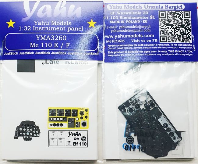 Yahu Models YMA3260 1:32 Messerschmitt Bf-110E instrument panel