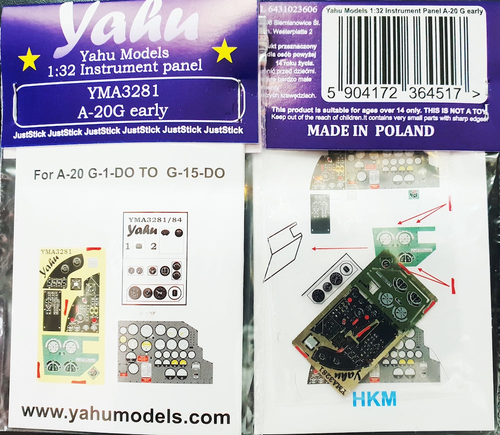 Yahu Models YMA3281 1:32 Douglas A-20G Havoc Early instrument panel