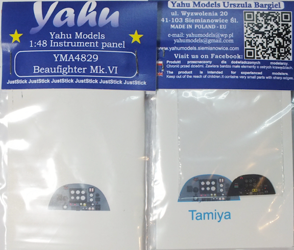Yahu Models YMA4829 1:48 Bristol Beaufighter Mk.VI Photoetched instrument panels
