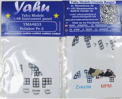 Yahu Models YMA4833 1:48 Petlyakov Pe-2 Photoetched instrument panels