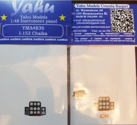 Yahu Models YMA4836 1:48 Polikarpov I-153 Photoetched instrument panels