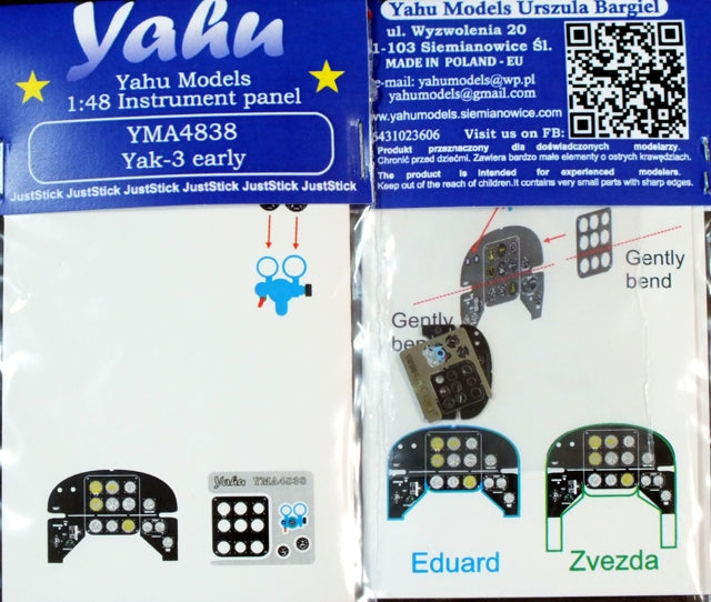 Yahu Models YMA4838 Yakovlev Yak-3 Instrument Panel 1:48