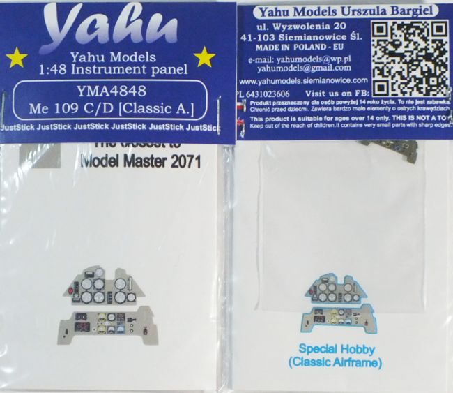 Yahu Models YMA4848 Messerschmitt Bf-109C/D Instrument Panel 1:48