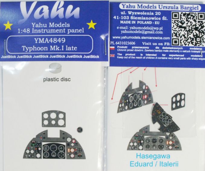Yahu Models YMA4849 Hawker Typhoon Mk.I Instrument Panel 1:48